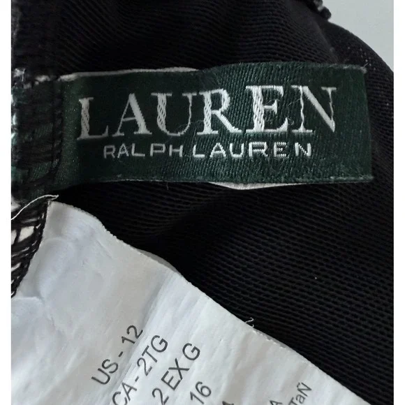Lauren Ralph Lauren Women Swimsuit Sz 12 Black White Halter Skirted Ruched 1 Pc - Picture 11 of 15